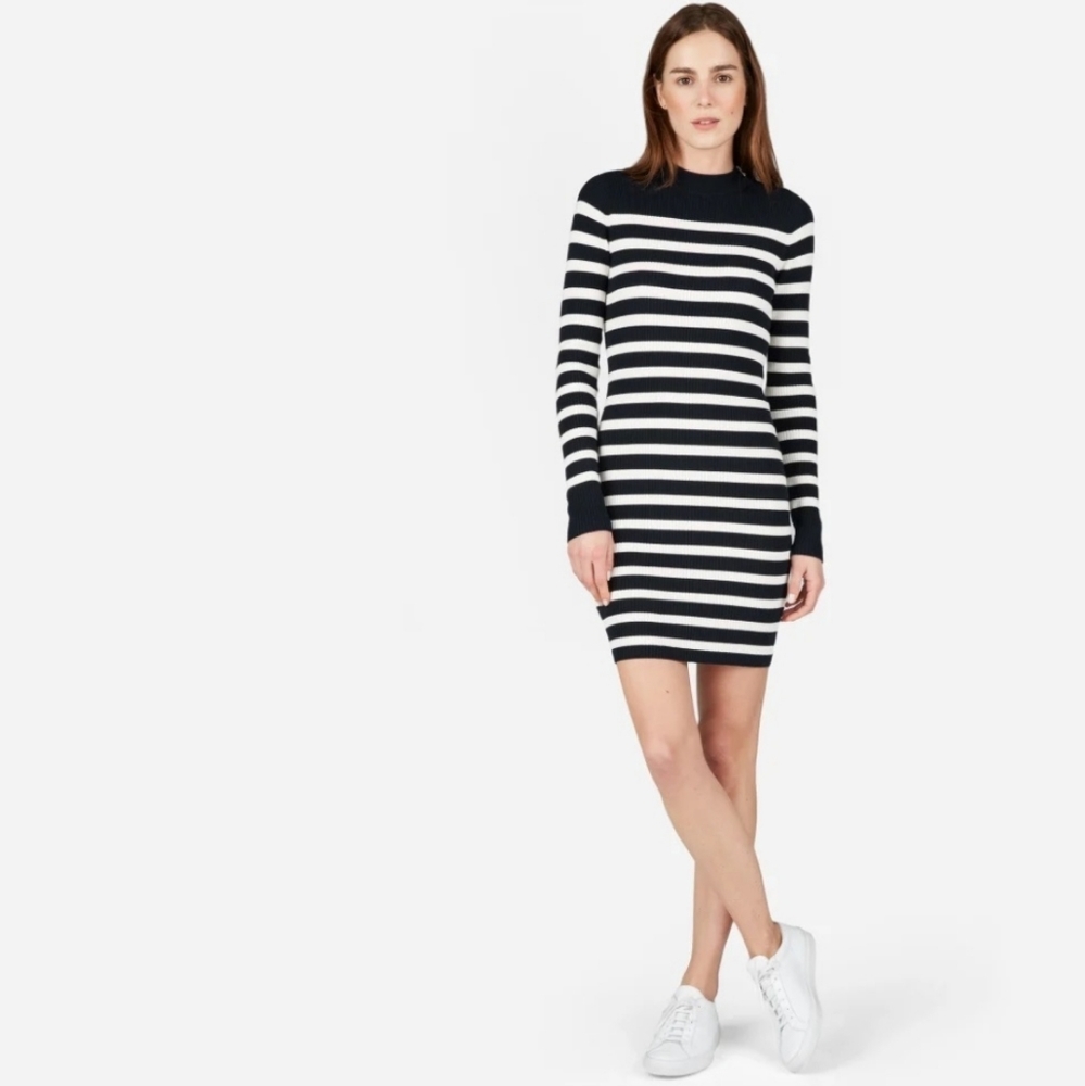 Everlane The Breton Ribbed Cotton Sweater Dress